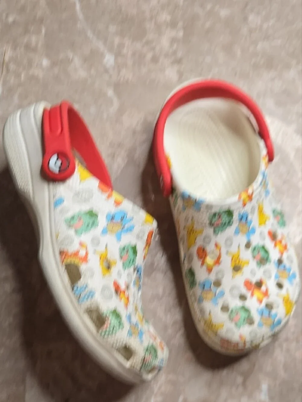 CROCS Kids' White Pokémon Clogs with Red Strap